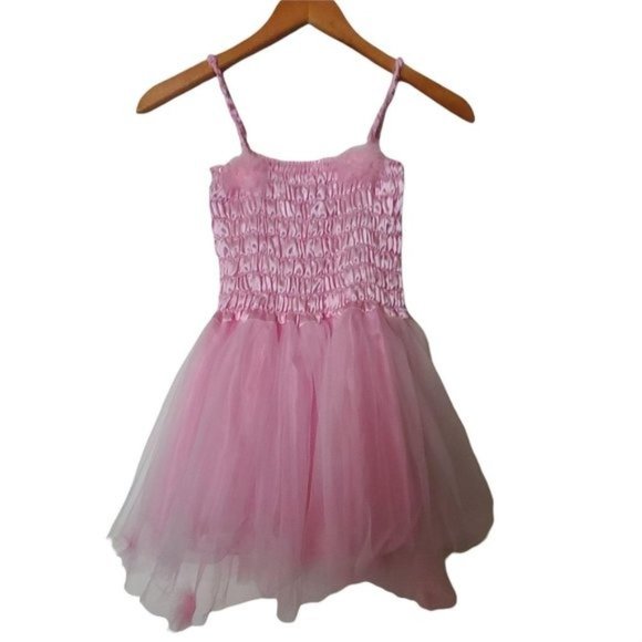 HH Pink Tule Feather Dress Fit Flare Stretch Dress - Picture 6 of 10